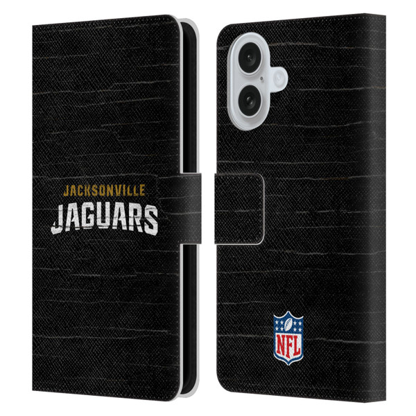 NFL Jacksonville Jaguars Logo Distressed Look Leather Book Wallet Case Cover For Apple iPhone 16