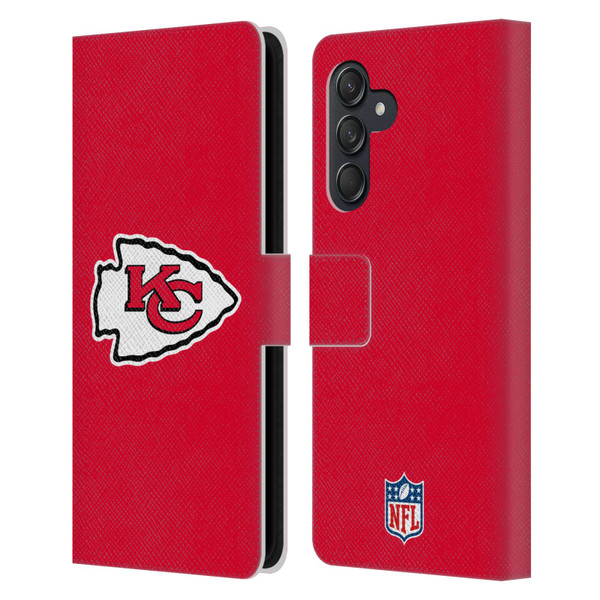 NFL Kansas City Chiefs Logo Plain Leather Book Wallet Case Cover For Samsung Galaxy M55 5G