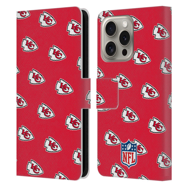 NFL Kansas City Chiefs Artwork Patterns Leather Book Wallet Case Cover For Apple iPhone 16 Pro