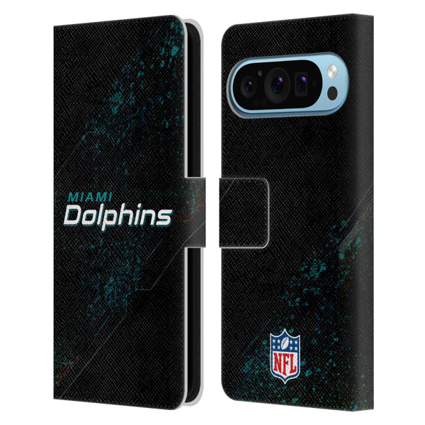 NFL Miami Dolphins Logo Blur Leather Book Wallet Case Cover For Google Pixel 9 / Pixel 9 Pro