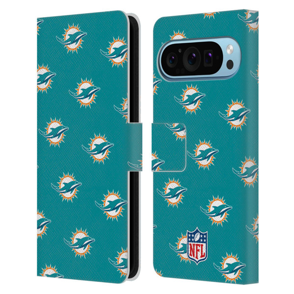 NFL Miami Dolphins Artwork Patterns Leather Book Wallet Case Cover For Google Pixel 9 / Pixel 9 Pro NFL Miami Dolphins Artwork Patterns Leather Book Wallet Case Cover For Google Pixel 9 / Pixel 9 Pro