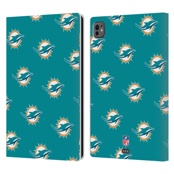 NFL Miami Dolphins Artwork Patterns Leather Book Wallet Case Cover For Apple iPad Pro 11 M4 2024