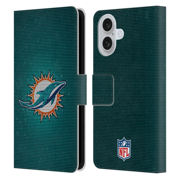 NFL Miami Dolphins Artwork LED Leather Book Wallet Case Cover For Apple iPhone 16
