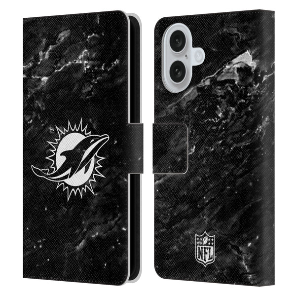 NFL Miami Dolphins Artwork Marble Leather Book Wallet Case Cover For Apple iPhone 16