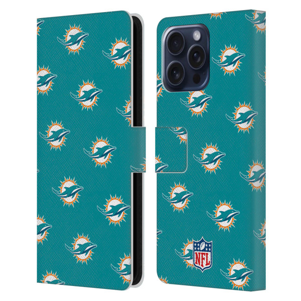 NFL Miami Dolphins Artwork Patterns Leather Book Wallet Case Cover For Apple iPhone 16 Pro Max