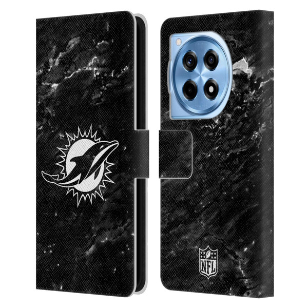 NFL Miami Dolphins Artwork Marble Leather Book Wallet Case Cover For OnePlus 12R