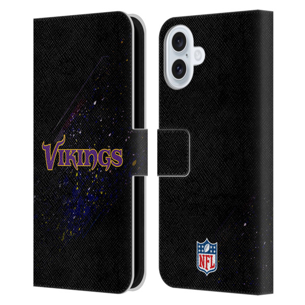 NFL Minnesota Vikings Logo Blur Leather Book Wallet Case Cover For Apple iPhone 16 Plus