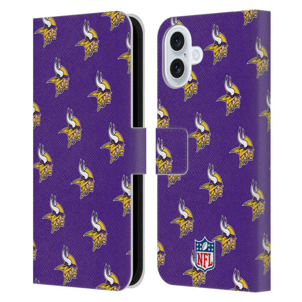 NFL Minnesota Vikings Artwork Patterns Leather Book Wallet Case Cover For Apple iPhone 16 Plus
