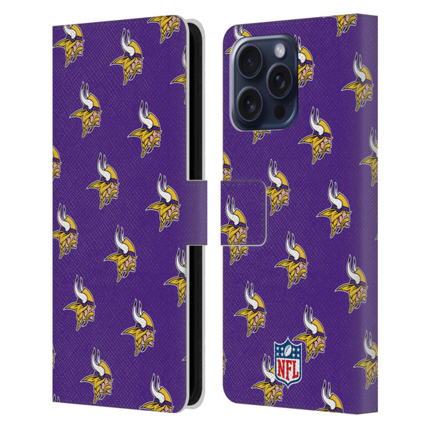 NFL Minnesota Vikings Artwork Patterns Leather Book Wallet Case Cover For Apple iPhone 16 Pro Max