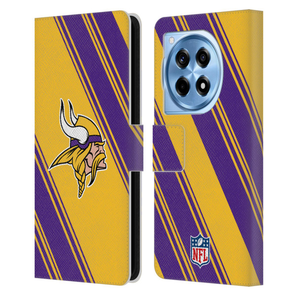 NFL Minnesota Vikings Artwork Stripes Leather Book Wallet Case Cover For OnePlus 12R