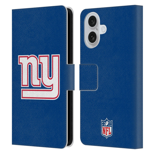 NFL New York Giants Logo Plain Leather Book Wallet Case Cover For Apple iPhone 16