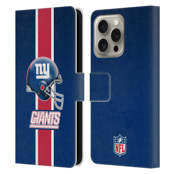 NFL New York Giants Logo Helmet Leather Book Wallet Case Cover For Apple iPhone 16 Pro