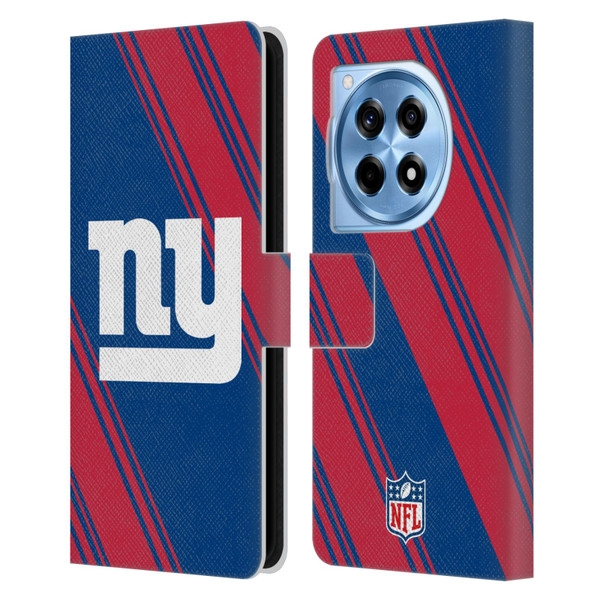 NFL New York Giants Artwork Stripes Leather Book Wallet Case Cover For OnePlus 12R