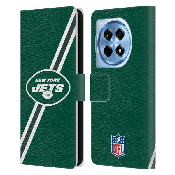 NFL New York Jets Logo Stripes Leather Book Wallet Case Cover For OnePlus 12R