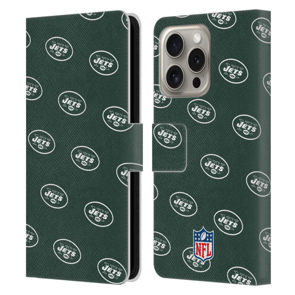 NFL New York Jets Artwork Patterns Leather Book Wallet Case Cover For Apple iPhone 16 Pro