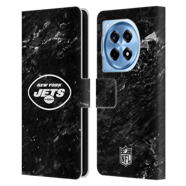 NFL New York Jets Artwork Marble Leather Book Wallet Case Cover For OnePlus 12R