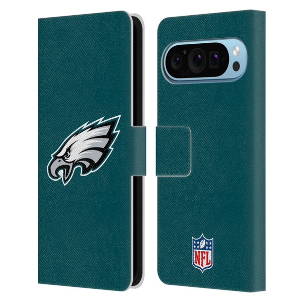 NFL Philadelphia Eagles Logo Plain Leather Book Wallet Case Cover For Google Pixel 9 / Pixel 9 Pro