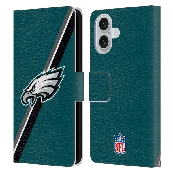 NFL Philadelphia Eagles Logo Stripes Leather Book Wallet Case Cover For Apple iPhone 16