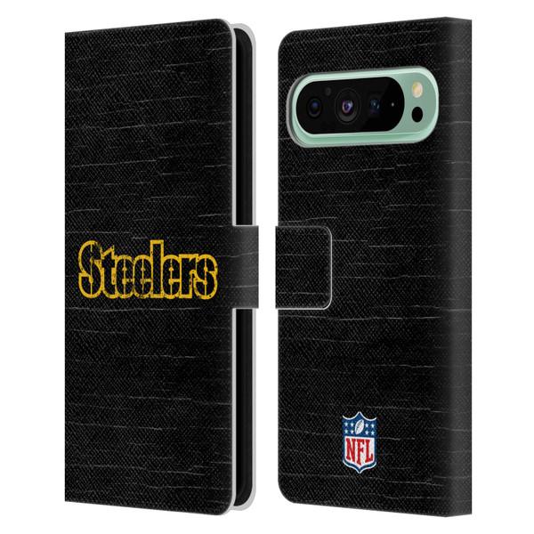 NFL Pittsburgh Steelers Logo Distressed Look Leather Book Wallet Case Cover For Google Pixel 9 Pro XL
