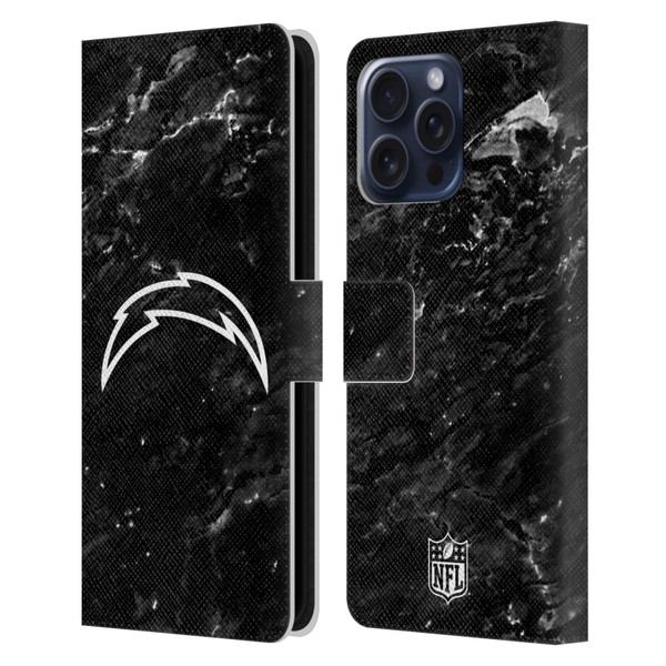 NFL Los Angeles Chargers Artwork Marble Leather Book Wallet Case Cover For Apple iPhone 16 Pro Max