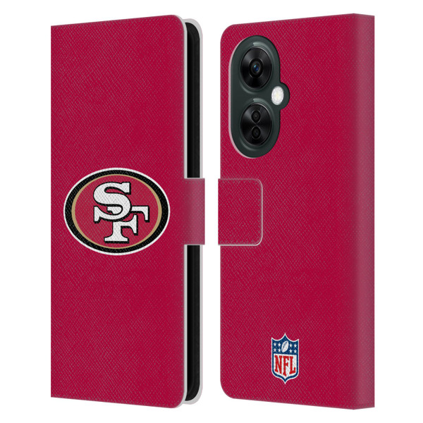 NFL San Francisco 49Ers Logo Plain Leather Book Wallet Case Cover For OnePlus Nord CE 3 Lite 5G