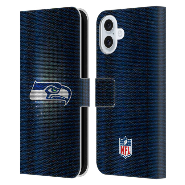 NFL Seattle Seahawks Artwork LED Leather Book Wallet Case Cover For Apple iPhone 16 Plus