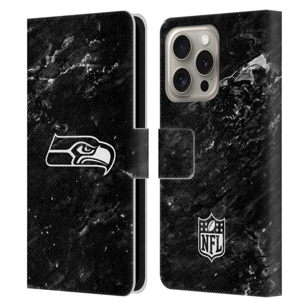 NFL Seattle Seahawks Artwork Marble Leather Book Wallet Case Cover For Apple iPhone 16 Pro