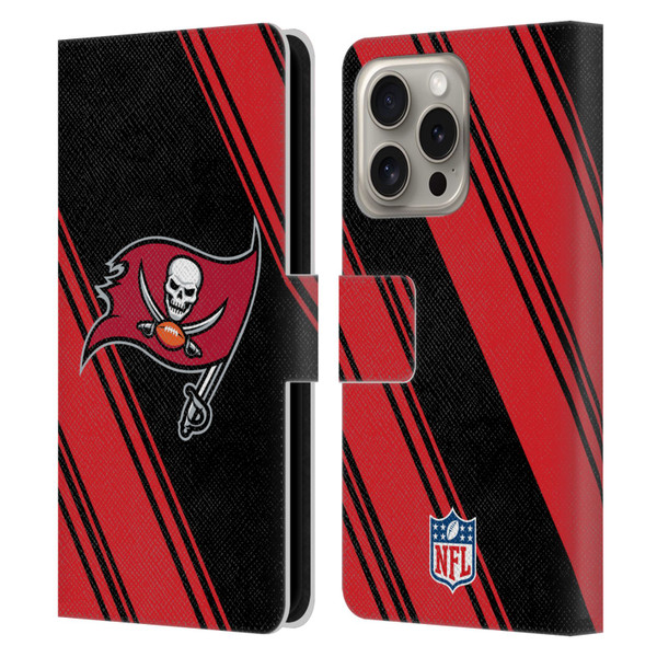 NFL Tampa Bay Buccaneers Artwork Stripes Leather Book Wallet Case Cover For Apple iPhone 16 Pro