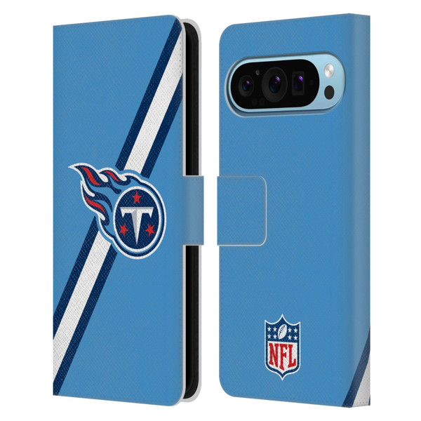 NFL Tennessee Titans Logo Stripes Leather Book Wallet Case Cover For Google Pixel 9 / Pixel 9 Pro