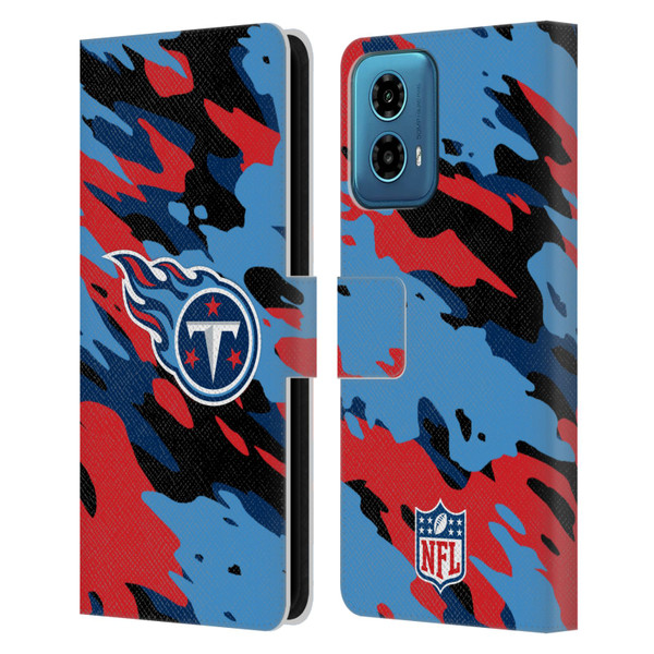 NFL Tennessee Titans Logo Camou Leather Book Wallet Case Cover For Motorola Moto G34 5G