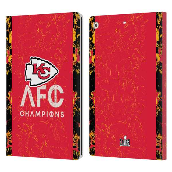 NFL 2024 Division Champions AFC Champ Chiefs Leather Book Wallet Case Cover For Apple iPad 10.2 2019/2020/2021