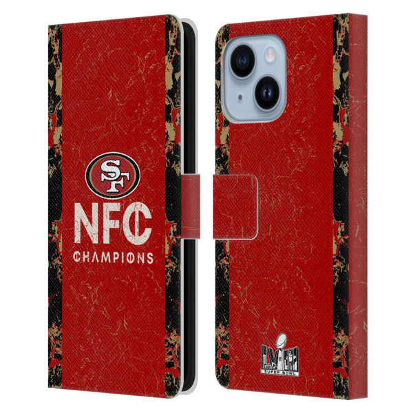 NFL 2024 Division Champions NFC Champ 49ers Leather Book Wallet Case Cover For Apple iPhone 14 Plus