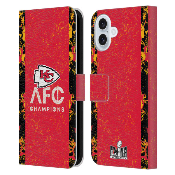 NFL 2024 Division Champions AFC Champ Chiefs Leather Book Wallet Case Cover For Apple iPhone 16 Plus