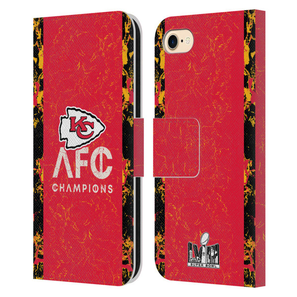 NFL 2024 Division Champions AFC Champ Chiefs Leather Book Wallet Case Cover For Apple iPhone 7 / 8 / SE 2020 & 2022