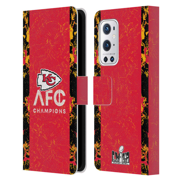 NFL 2024 Division Champions AFC Champ Chiefs Leather Book Wallet Case Cover For OnePlus 9 Pro