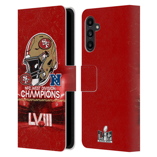NFL 2024 Division Champions NFC Helmet 49ers Leather Book Wallet Case Cover For Samsung Galaxy A13 5G (2021)