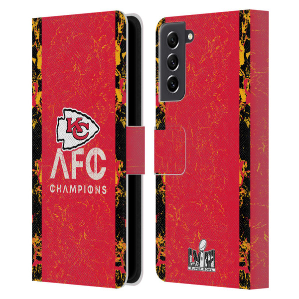 NFL 2024 Division Champions AFC Champ Chiefs Leather Book Wallet Case Cover For Samsung Galaxy S21 FE 5G