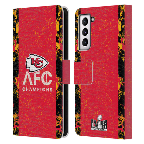 NFL 2024 Division Champions AFC Champ Chiefs Leather Book Wallet Case Cover For Samsung Galaxy S21 5G