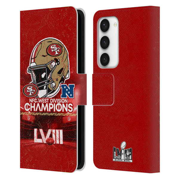 NFL 2024 Division Champions NFC Helmet 49ers Leather Book Wallet Case Cover For Samsung Galaxy S23 5G