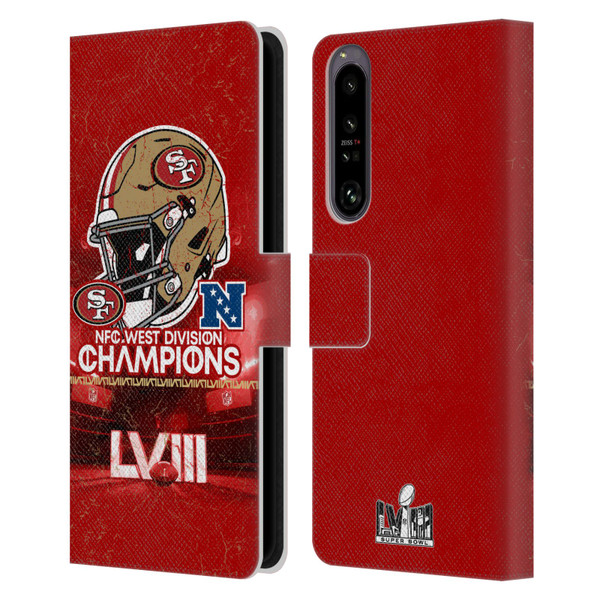 NFL 2024 Division Champions NFC Helmet 49ers Leather Book Wallet Case Cover For Sony Xperia 1 IV