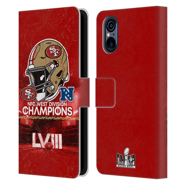 NFL 2024 Division Champions NFC Helmet 49ers Leather Book Wallet Case Cover For Sony Xperia 5 V 5G