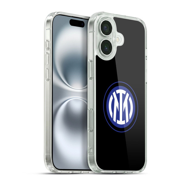Fc Internazionale Milano Badge Logo On Black Soft Gel Case for Apple iPhone 16 Plus & MagSafe