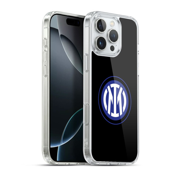 Fc Internazionale Milano Badge Logo On Black Soft Gel Case for Apple iPhone 16 Pro Max & MagSafe