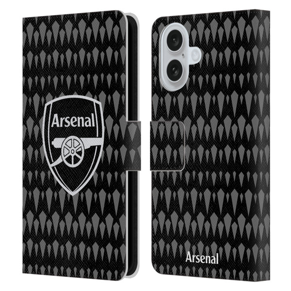 Arsenal FC 2023/24 Crest Kit Home Goalkeeper Leather Book Wallet Case Cover For Apple iPhone 16