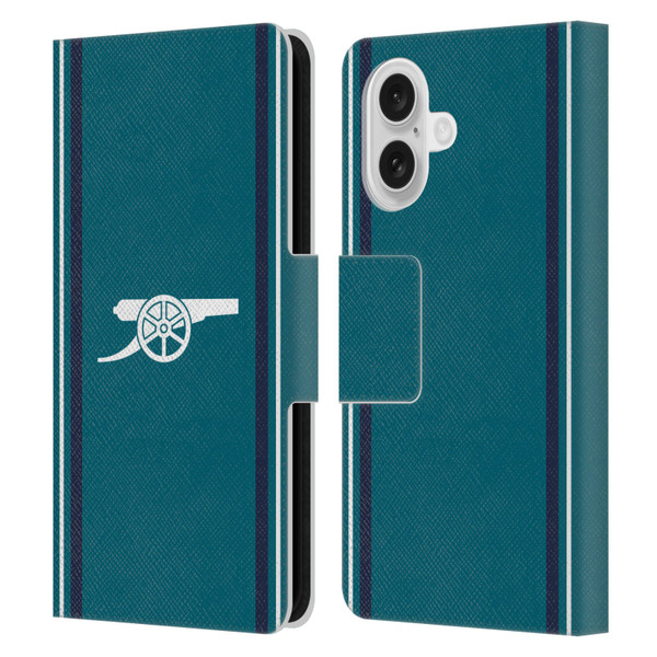 Arsenal FC 2023/24 Crest Kit Third Leather Book Wallet Case Cover For Apple iPhone 16
