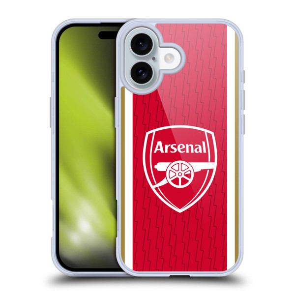 Arsenal FC 2023/24 Crest Kit Home Soft Gel Case for Apple iPhone 16