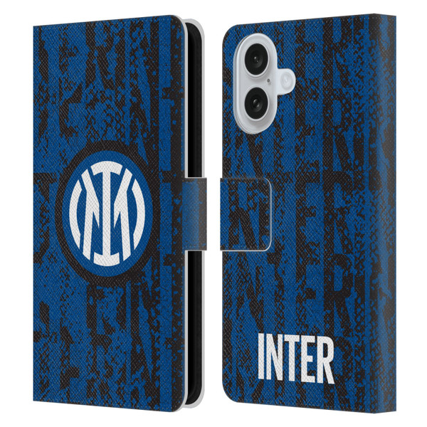 Fc Internazionale Milano Patterns Snake Wordmark Leather Book Wallet Case Cover For Apple iPhone 16