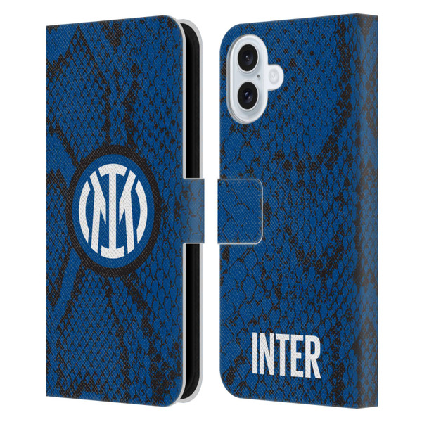 Fc Internazionale Milano Patterns Snake Leather Book Wallet Case Cover For Apple iPhone 16 Plus