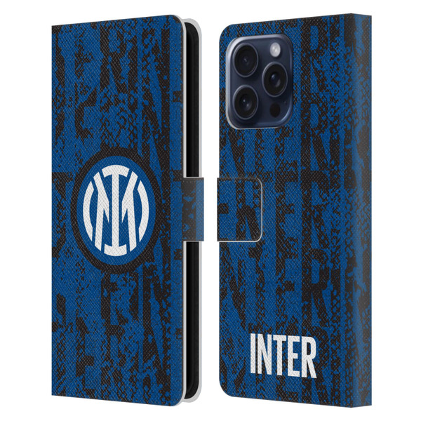 Fc Internazionale Milano Patterns Snake Wordmark Leather Book Wallet Case Cover For Apple iPhone 16 Pro Max