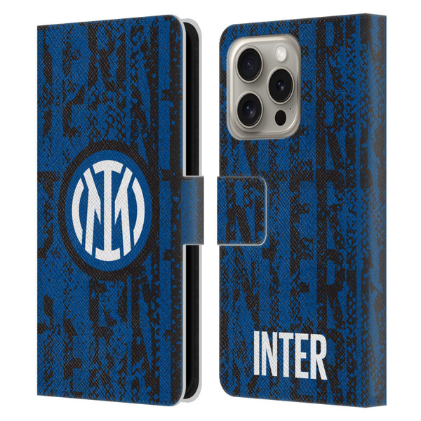 Fc Internazionale Milano Patterns Snake Wordmark Leather Book Wallet Case Cover For Apple iPhone 16 Pro